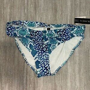 NWT $53 LA BLANCA Misses Size 14 Blue Jade Snake Skin Animal Swim Bikini Bottoms